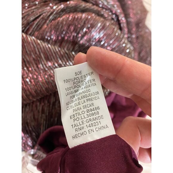 NWT Kori Women's Wide Leg Burgundy Metallic Halter Jumpsuit - Large - Picture 14 of 14